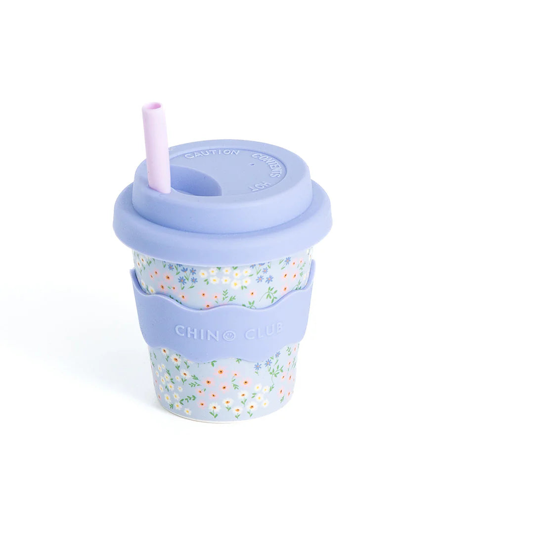 Chino Club Reusable Bamboo 120ml Cup - Blue Floral