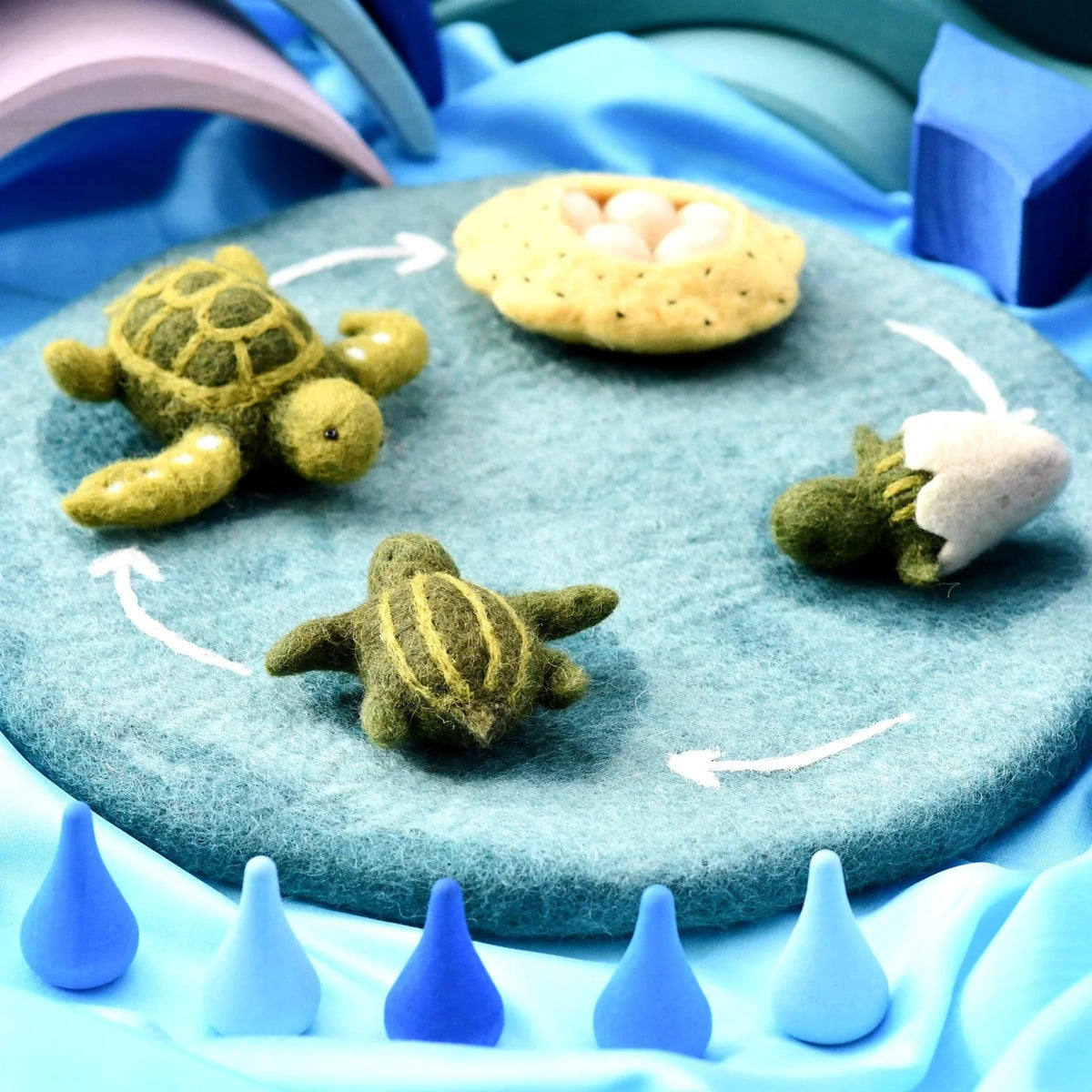 Tara Treasures Felt Life Cycle Tray Play Mat - Water