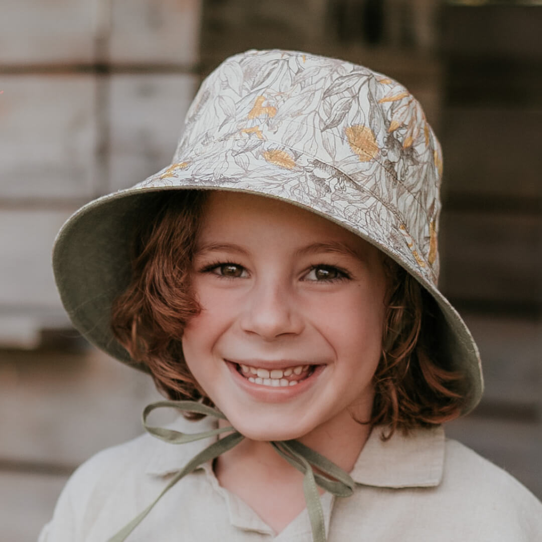 Bedhead Hats Explorer Kids Reversible Classic Bucket Hat - Mallee/Moss