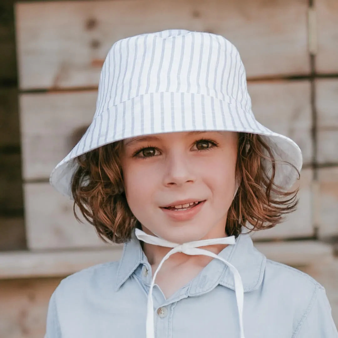 Bedhead  &#39;Explorer&#39; Kids Reversible Classic Bucket Hat - Finley / Blanc