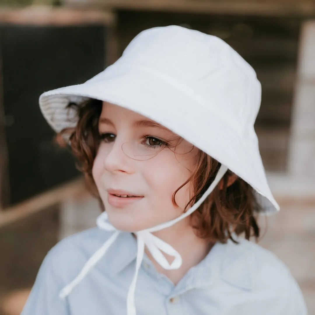 Bedhead  &#39;Explorer&#39; Kids Reversible Classic Bucket Hat - Finley / Blanc
