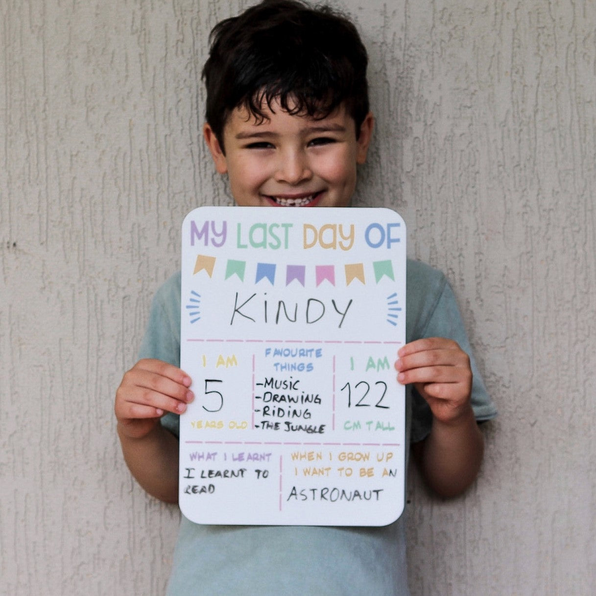 First & Last Day Board – Pastel design double-sided acrylic milestone plaque by Inspired Wholesale, 30 × 21 cm