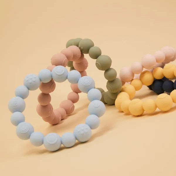 BIBS Teething Ring Beaded - Baby Blue