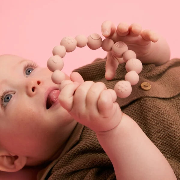 BIBS Teething Ring Beaded - Blush