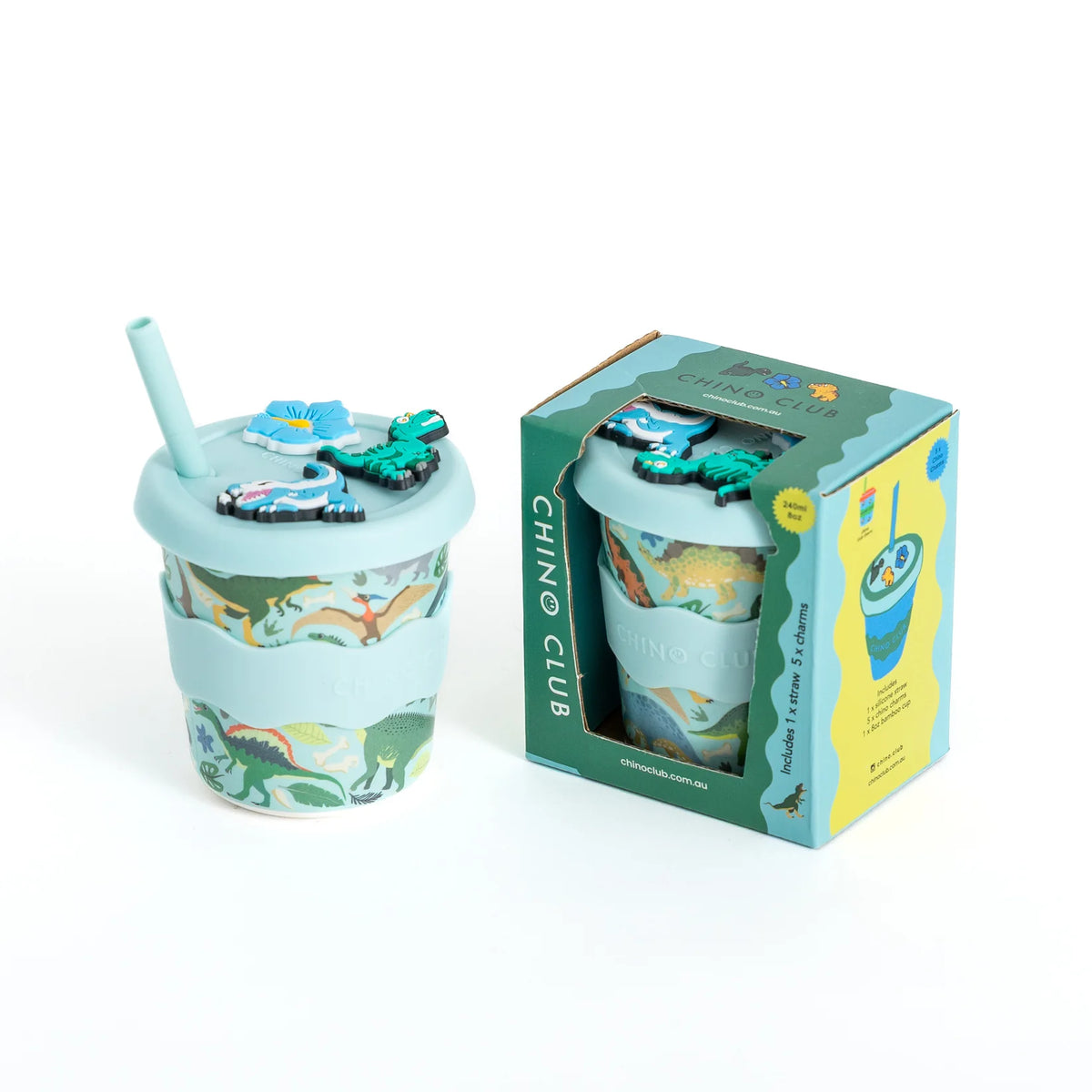 Chino Club Reusable Bamboo 240ml Charm Cup - Dino