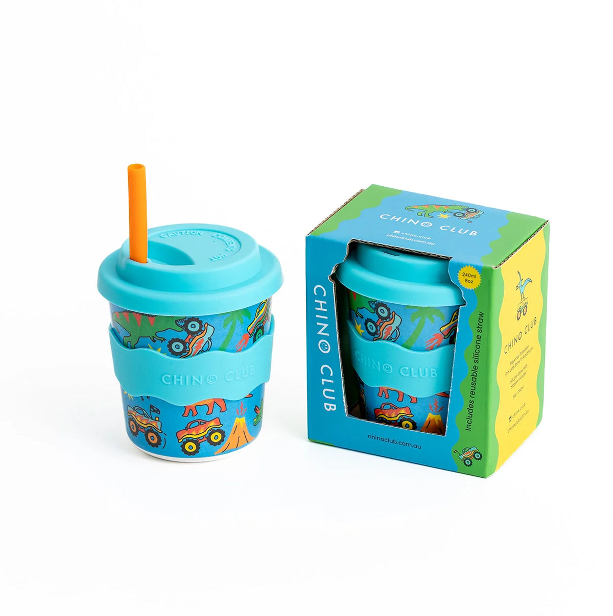 Chino Club Babychino Cup 240ml - Dinosaurs and Monster Trucks