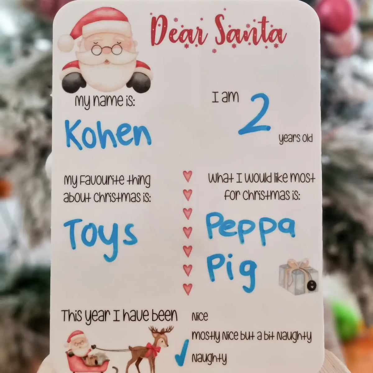 Christmas Plaque - Dear Santa