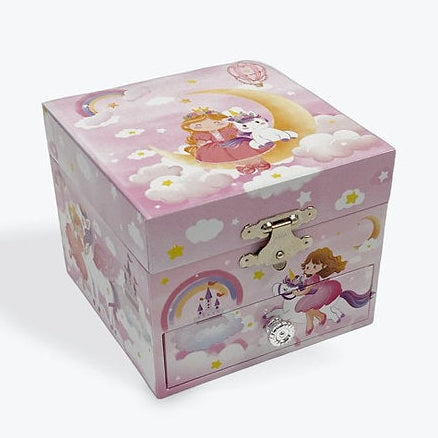 Princess and Unicorn in Clouds Musical Jewellery Box