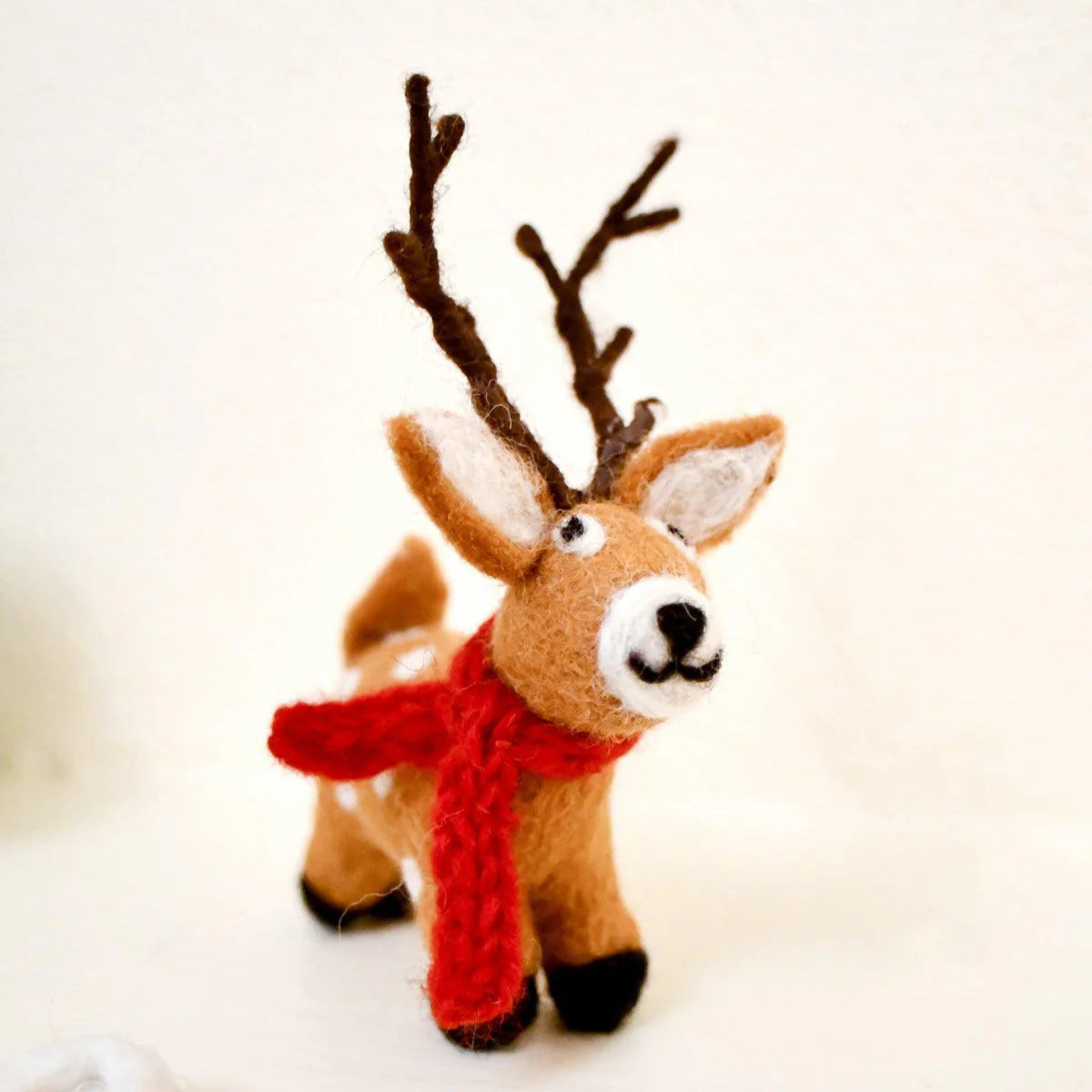Tara Treasures Felt Reindeer with Red Scarf