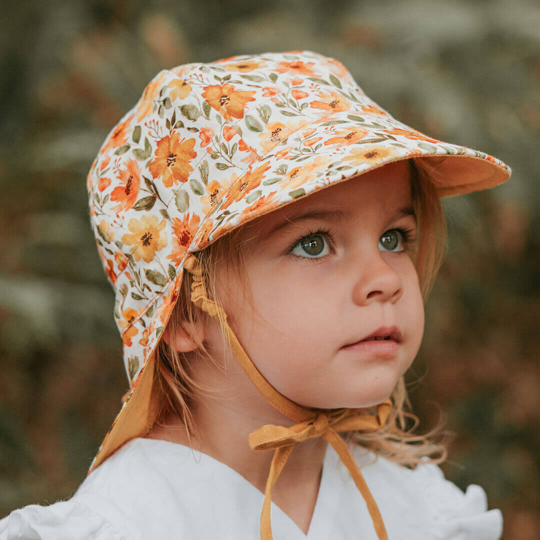 Bedhead Hats Lounger Baby Reversible Flap Sun Hat - Margaret/Maize