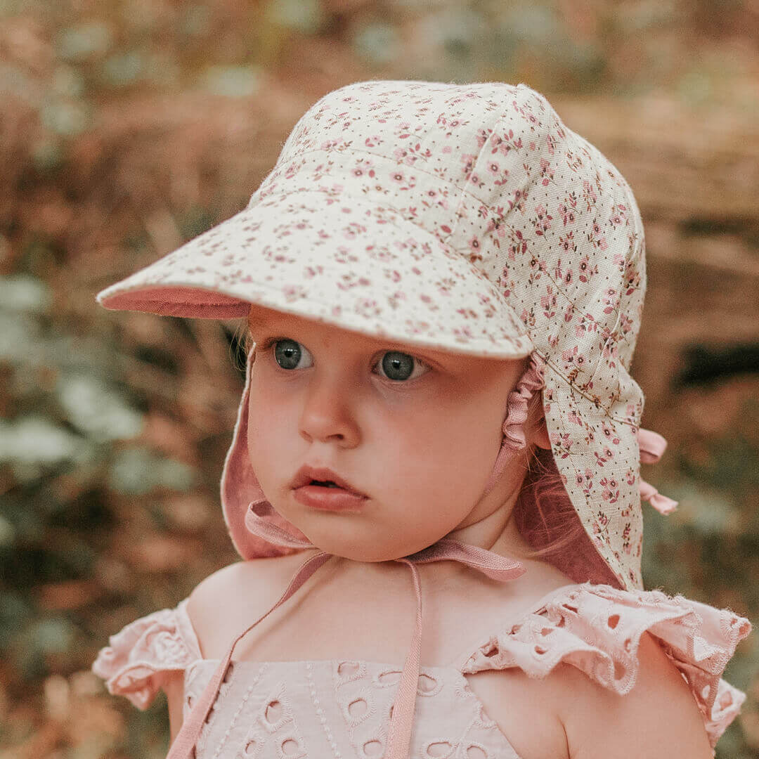 Bedhead Hats Lounger Baby Reversible Flap Sun Hat - Ruby/Rosa