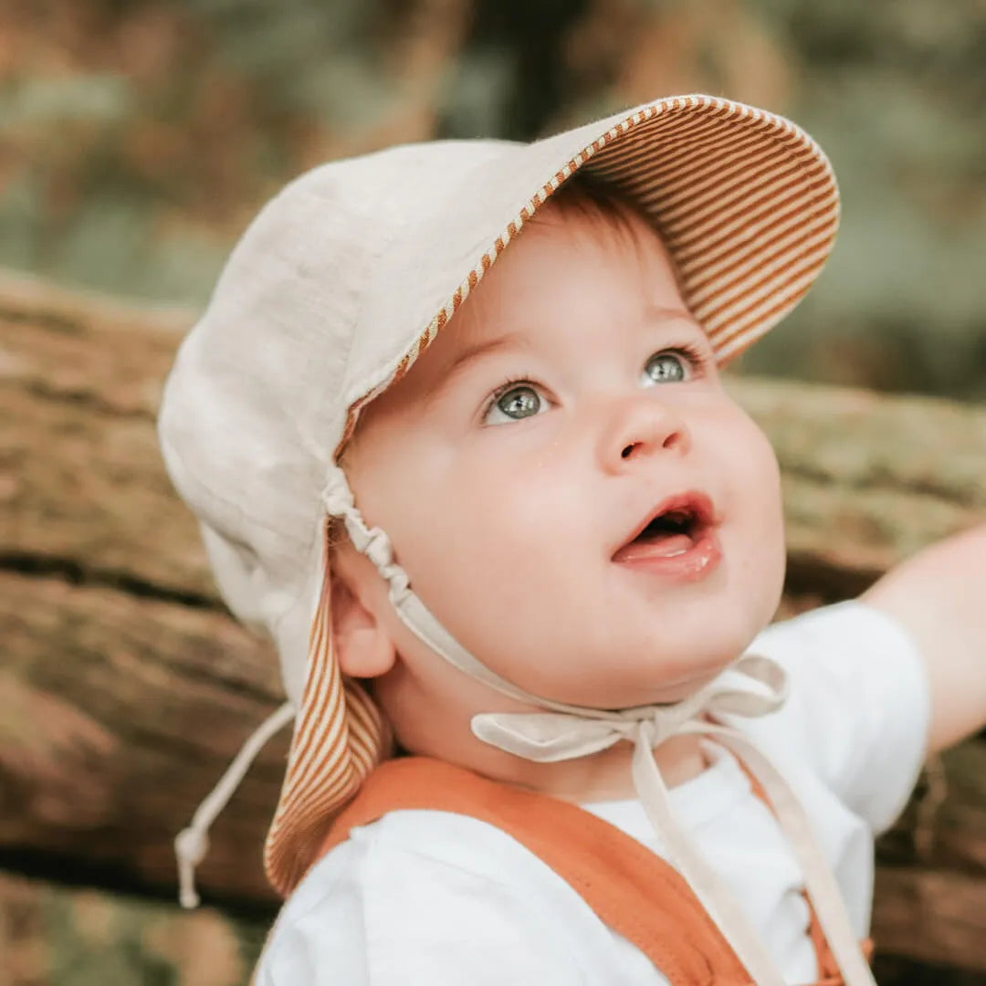 Bedhead  &#39;Lounger&#39; Baby Reversible Flap Sun Hat - Frankie / Flax