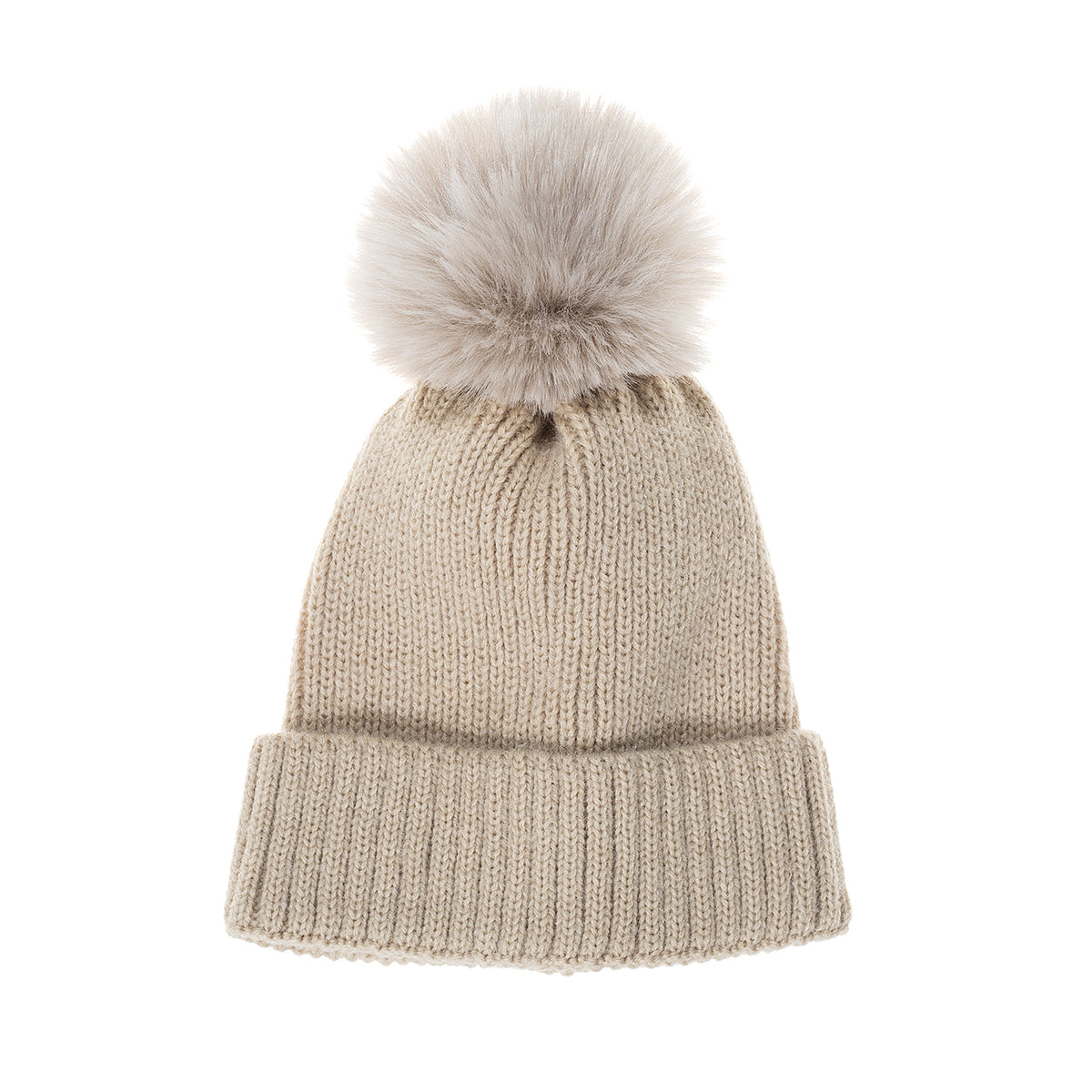 Beanie with Pom Pom - Beige