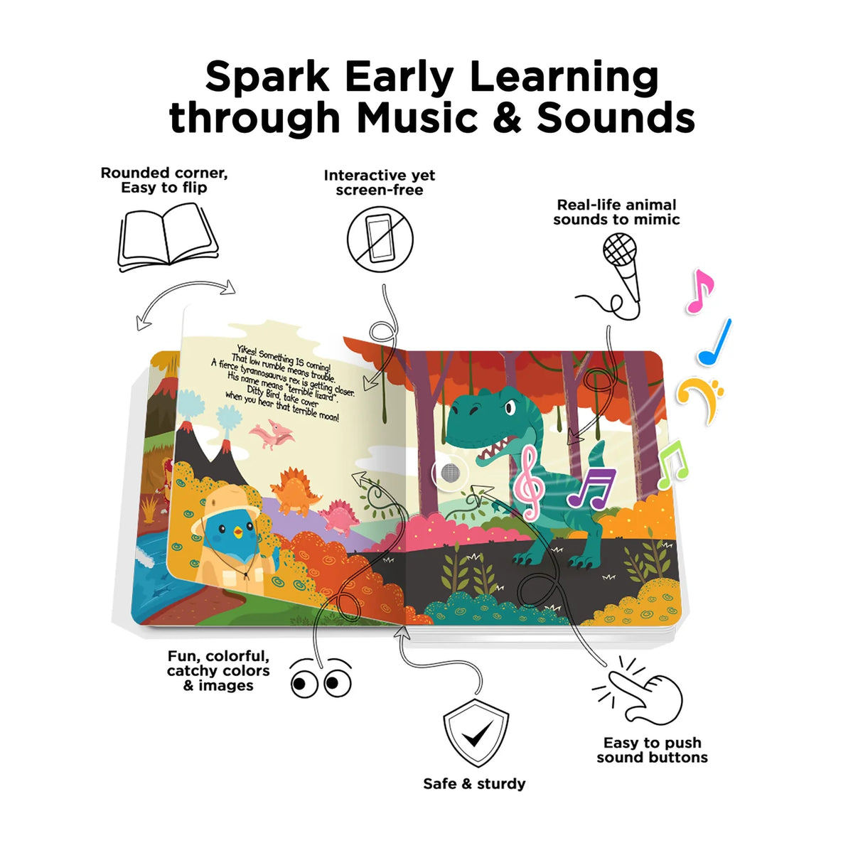 Ditty Bird Rechargeable Sound Book - Dinosaur Sounds