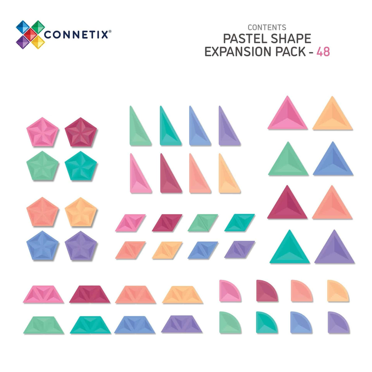 Connetix - Pastel - 48 Piece Shape Expansion Pack