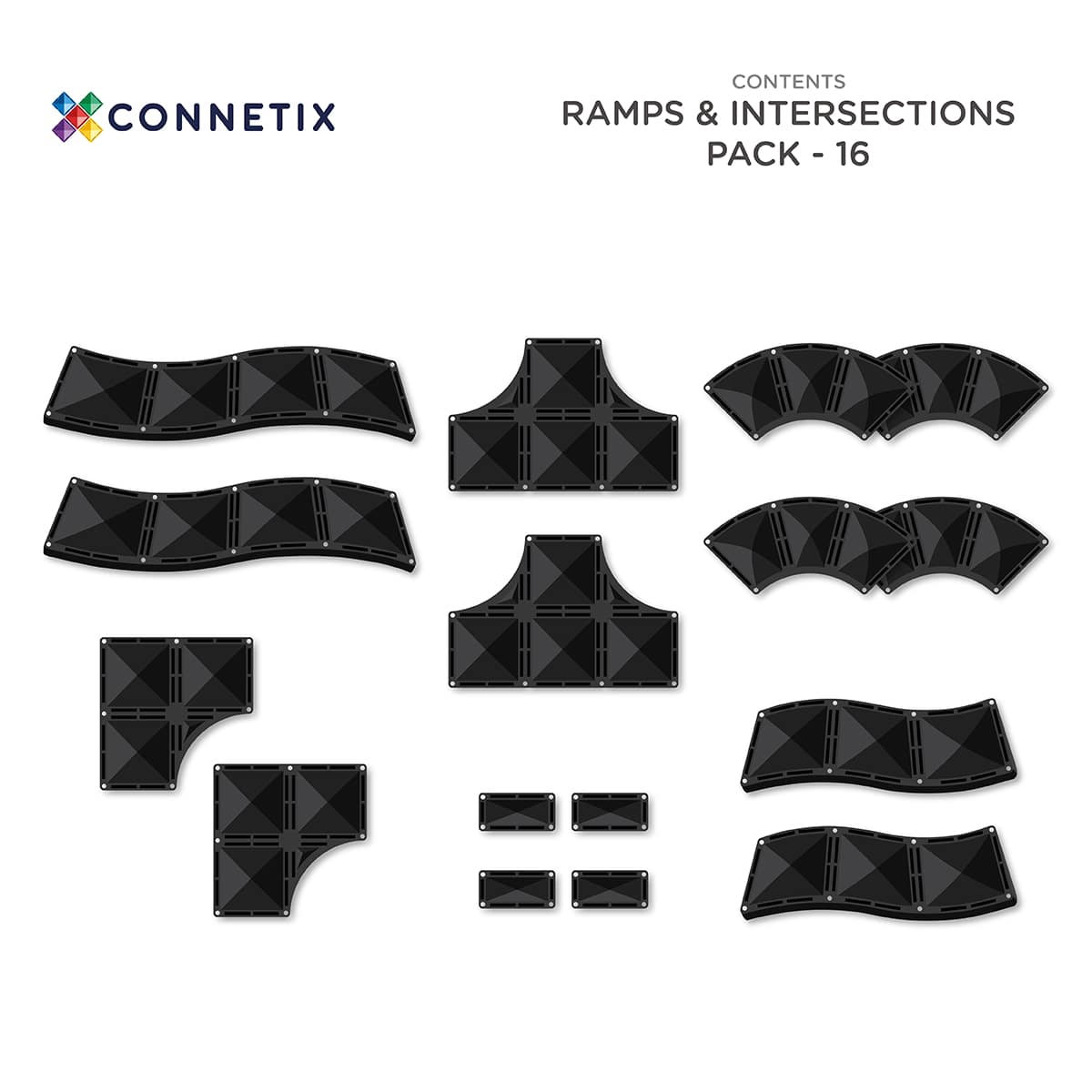 Connetix - Roads - 16 piece  Ramps and Intersections Pack