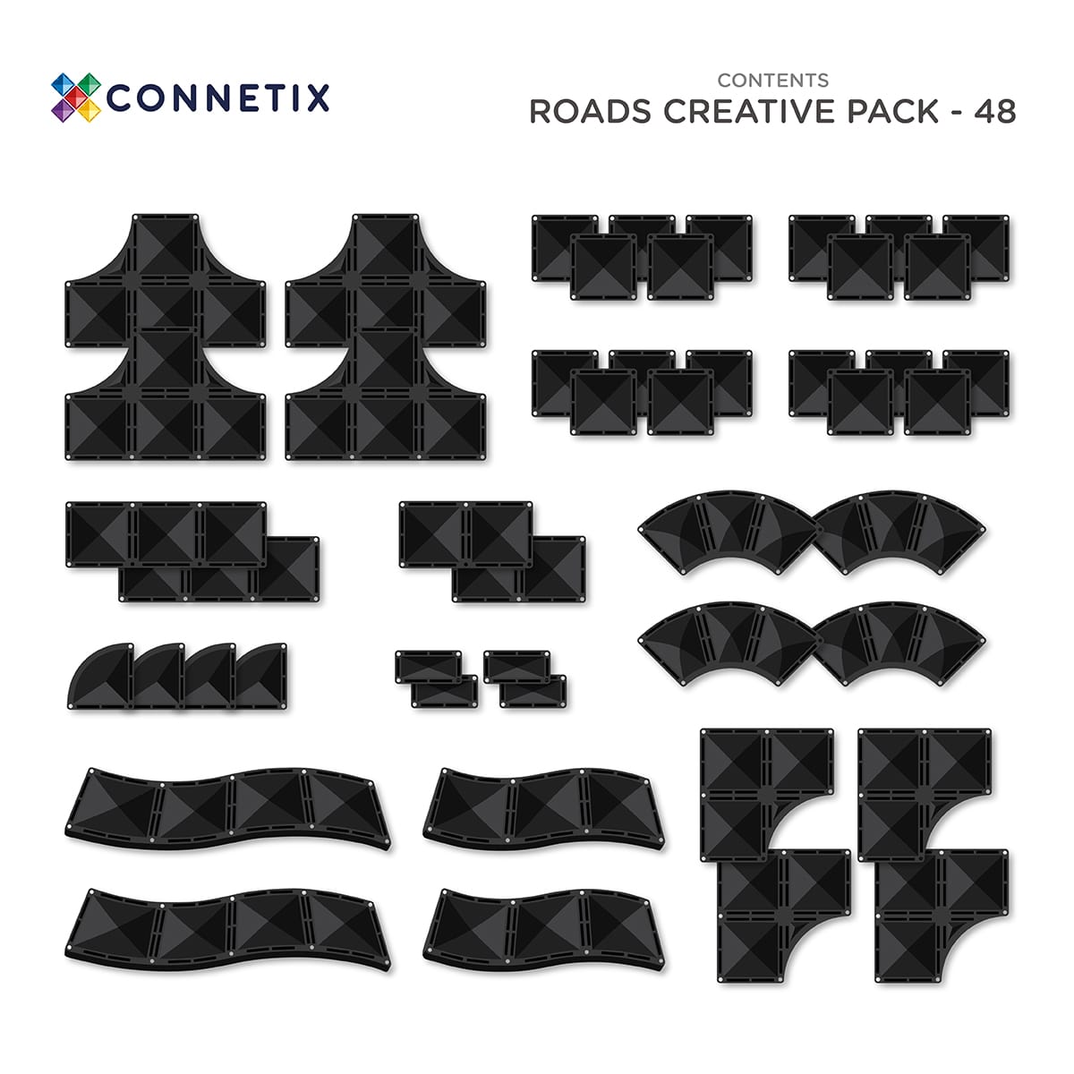 Connetix - Roads - 48 piece Creative Pack