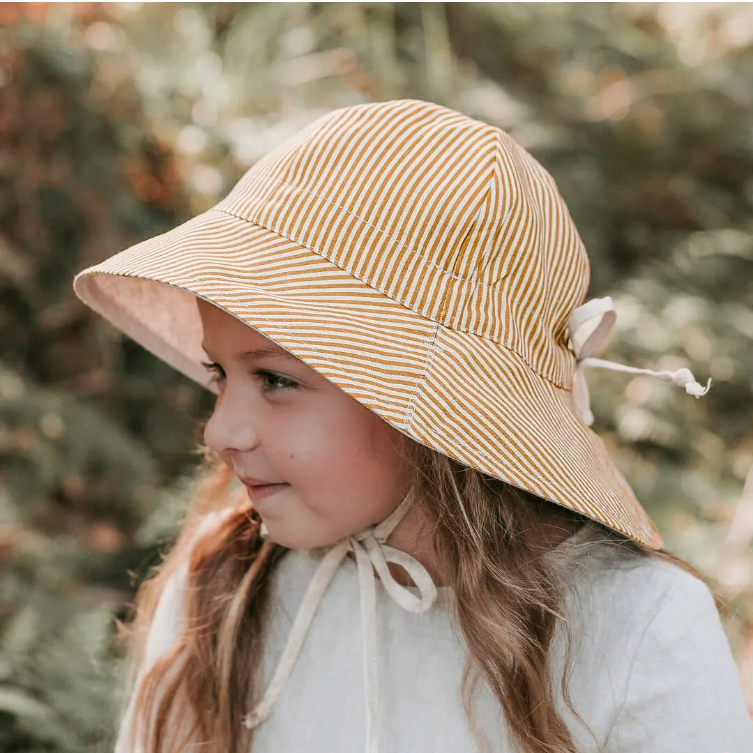 Bedhead  &#39;Wanderer&#39; Girls Reversible Panelled Bucket Sun Hat - Frankie / Flax