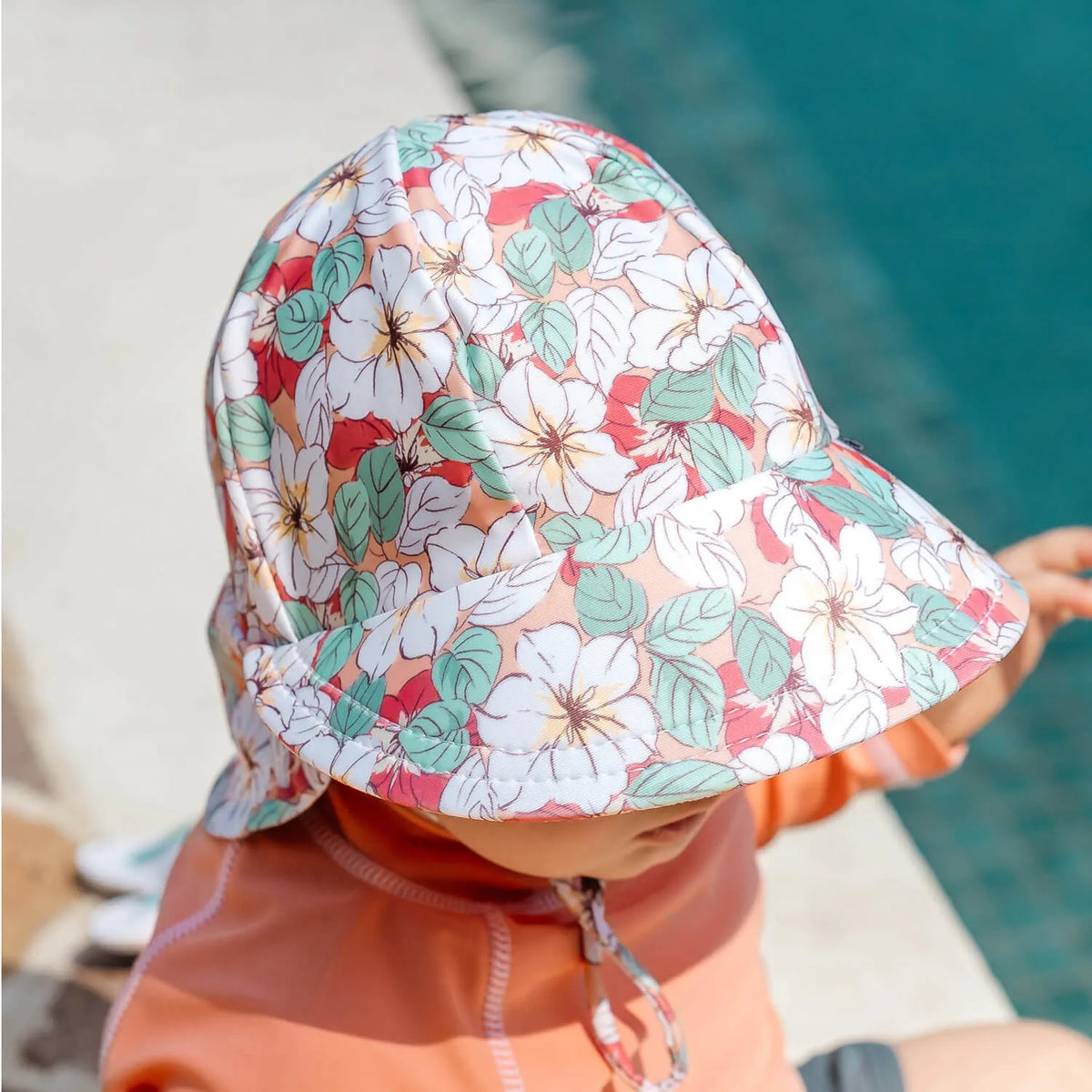 Bedhead Hats Swim Legionnaire Flap Beach Hat - Hibiscus