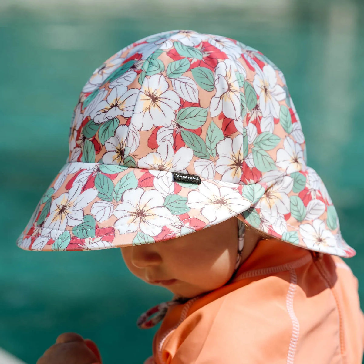 Bedhead Hats Swim Legionnaire Flap Beach Hat - Hibiscus
