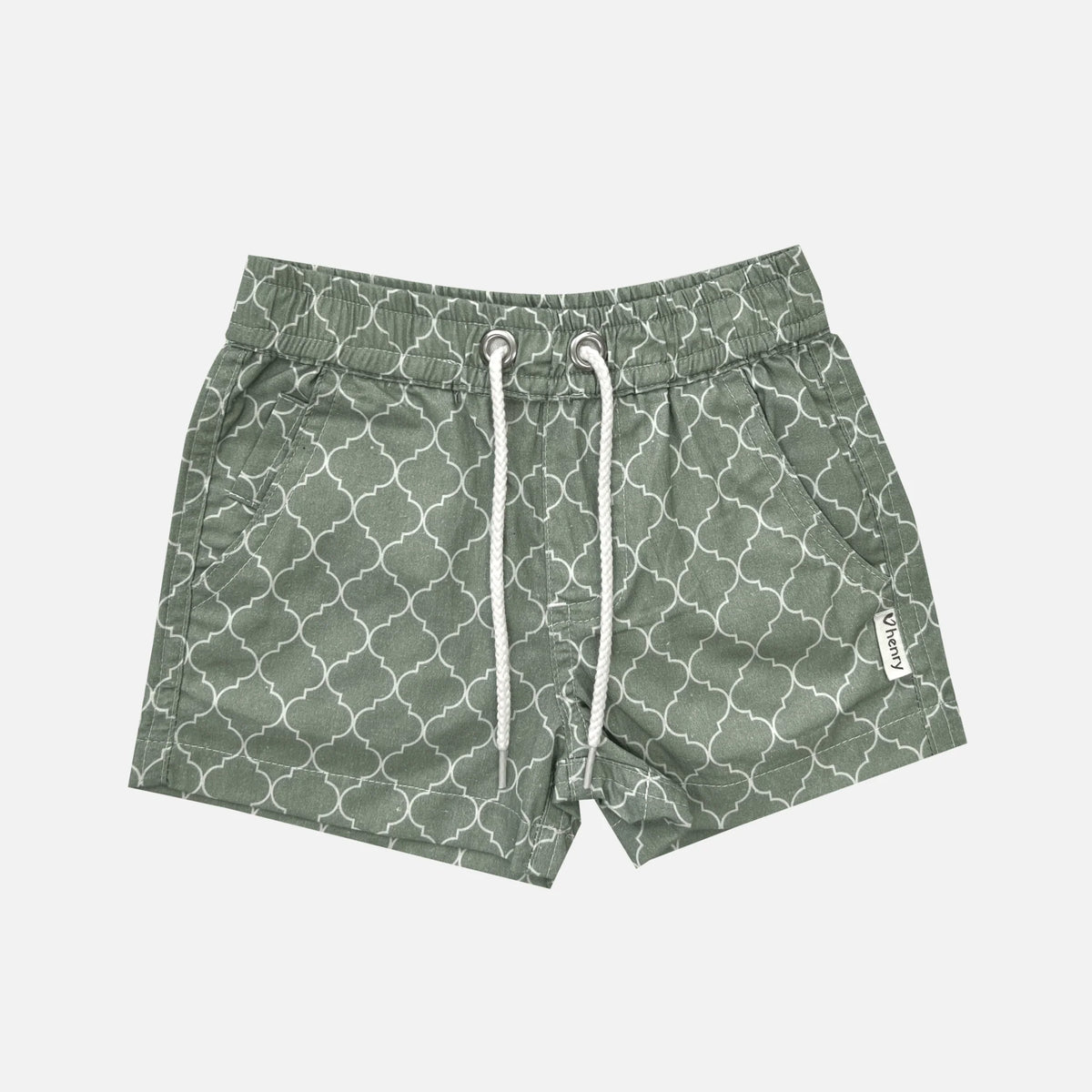 Love Henry Baby Boys Sonny Short - Green Geo Print