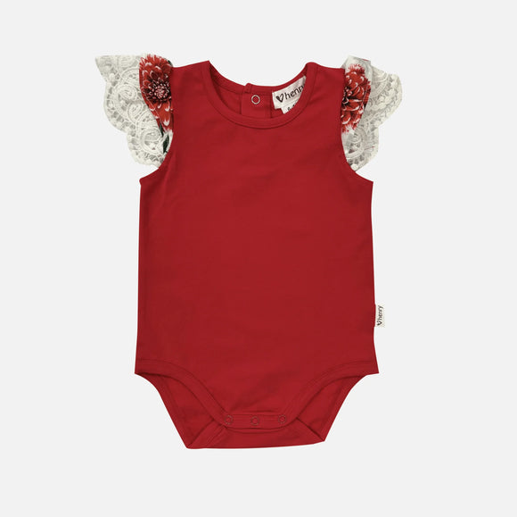 Baby Girls Knit Romper - Red
