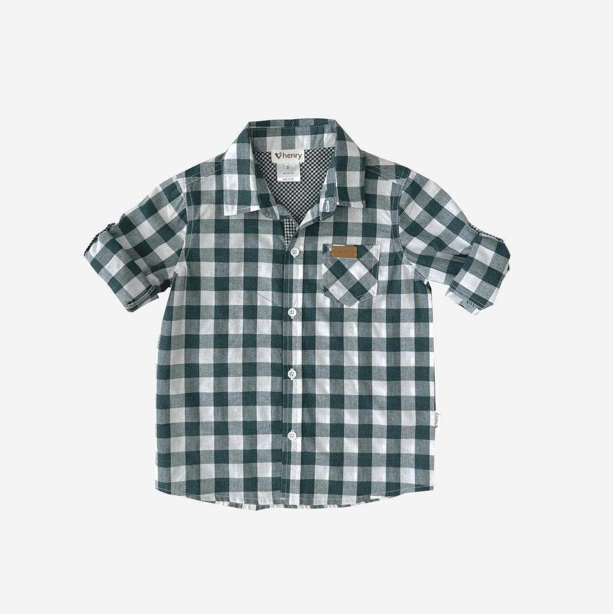 Love Henry Boys Dress Shirt- Large Green Check