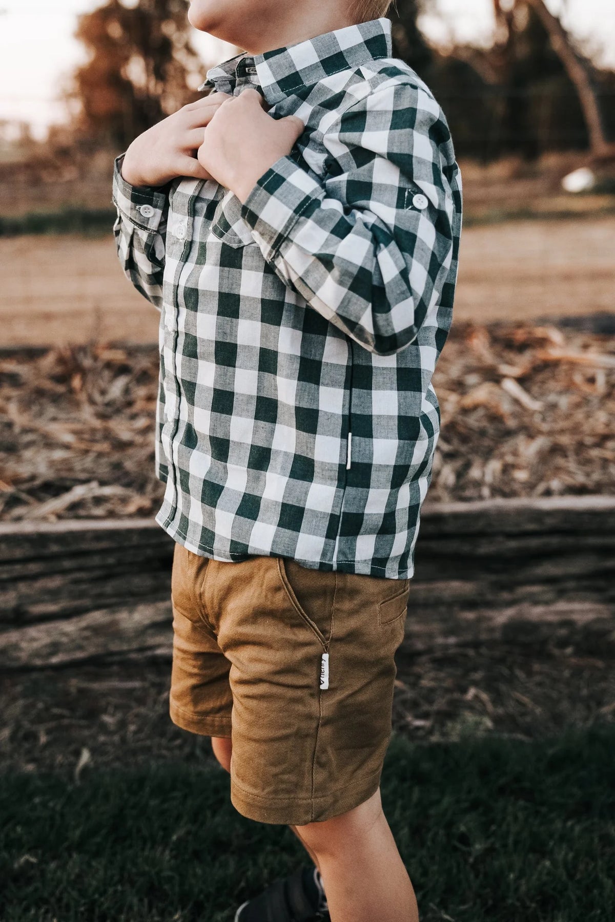 Love Henry Boys Dress Shirt- Large Green Check