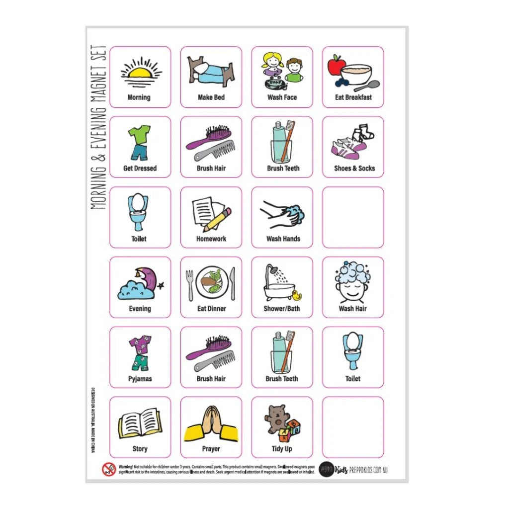 Prepp'd Kids Morning & Evening Routine Magnet Set