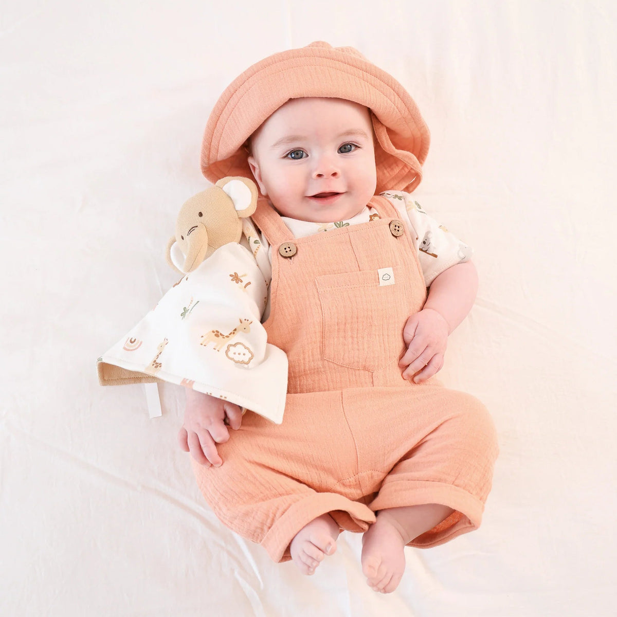 Lummi in Colour Organic Cotton Muslin Overall Romper - Clay