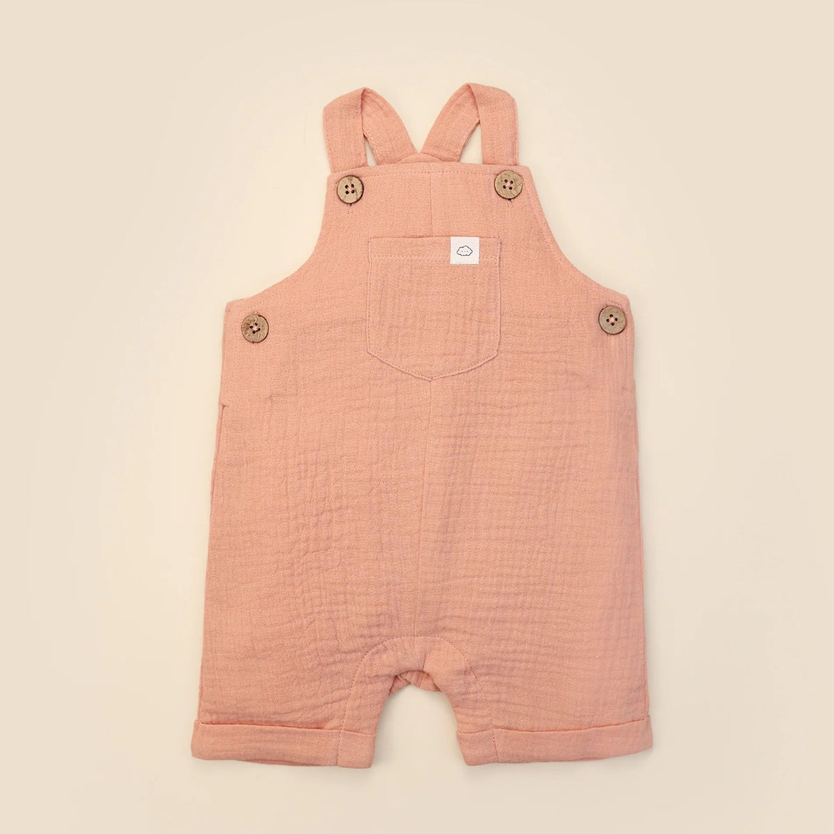 Lummi in Colour Organic Cotton Muslin Overall Romper - Clay