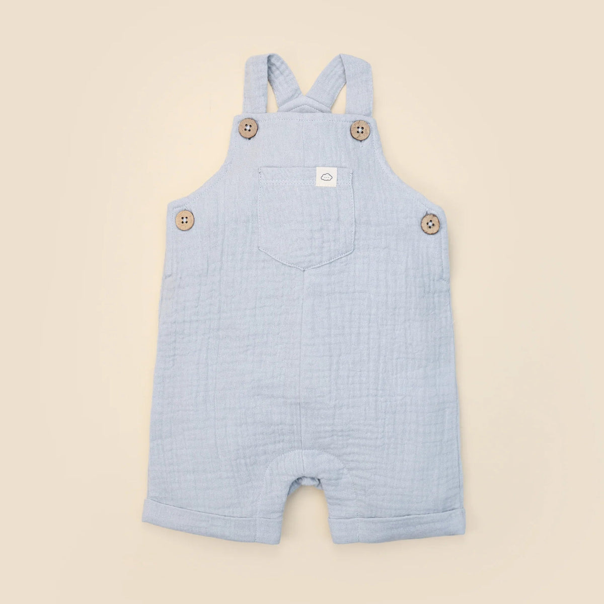 Lummi in Colour Organic Cotton Muslin Overall Romper - Ice Blue