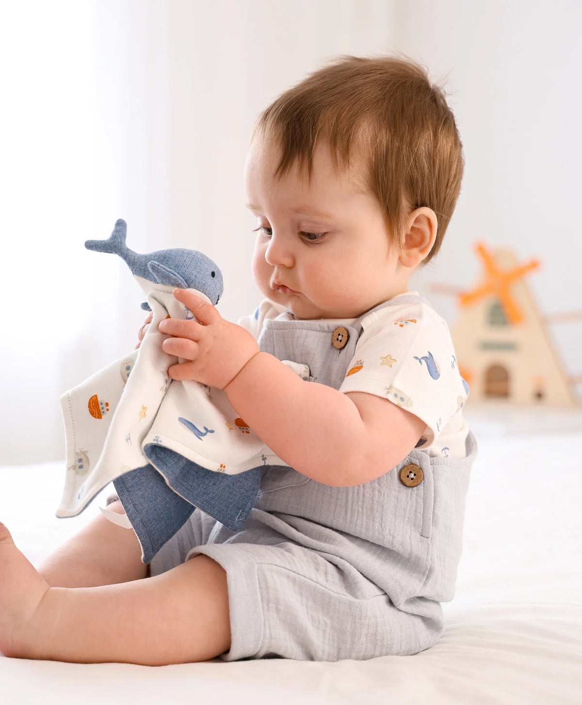 Lummi in Colour Organic Cotton Muslin Overall Romper - Ice Blue