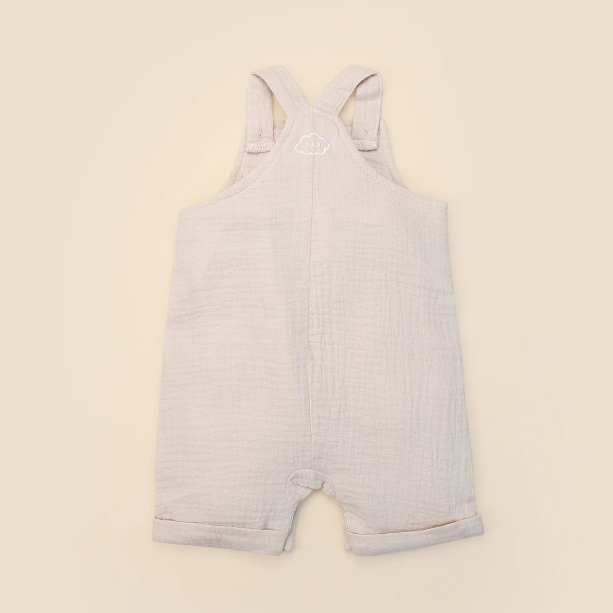 Lummi in Colour Organic Cotton Muslin Overall Romper - Oat