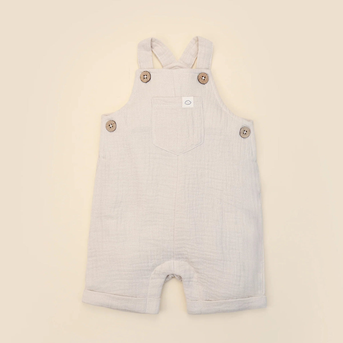 Lummi in Colour Organic Cotton Muslin Overall Romper - Oat