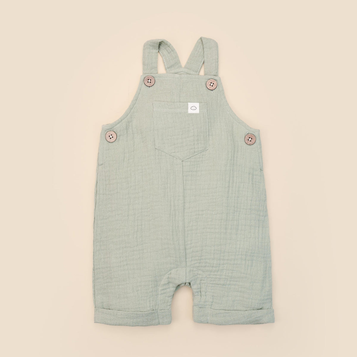 Lummi in Colour Organic Cotton Muslin Overall Romper - Dusk Green