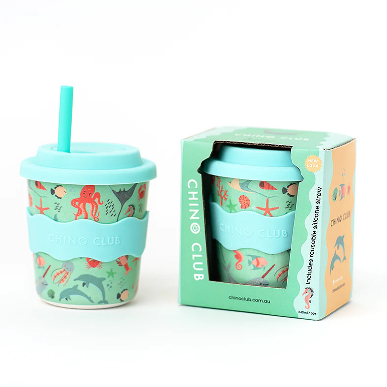 Chino Club Reusable Bamboo Kids 8oz Cup -Ocean