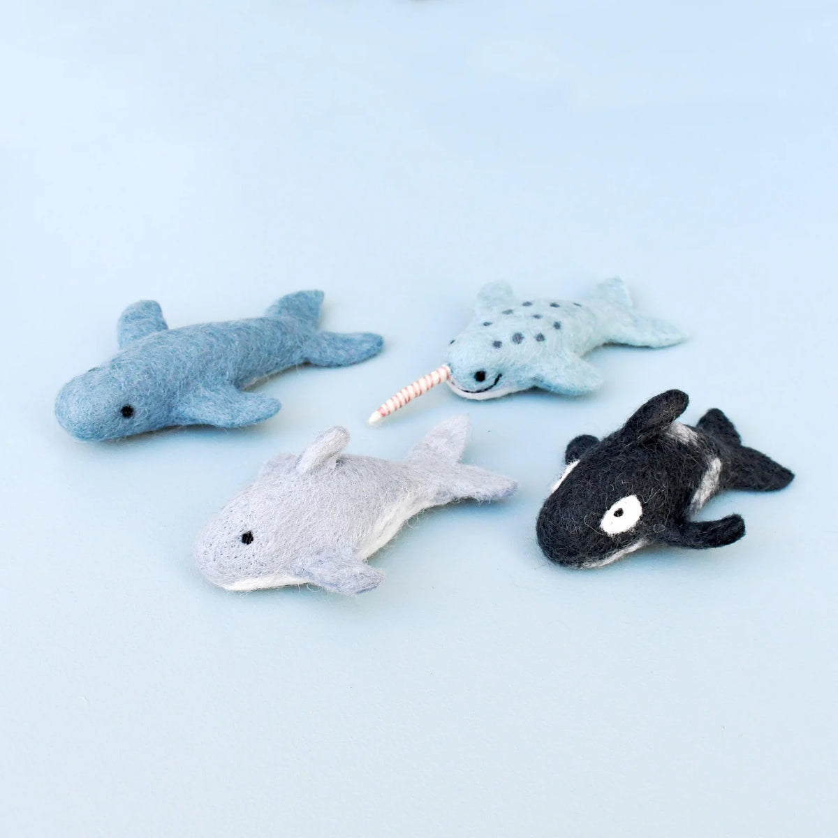 Tara Treasures Felt Ocean Marine Mammals Toys - Orca, Whale, Dolphin, Narwhal