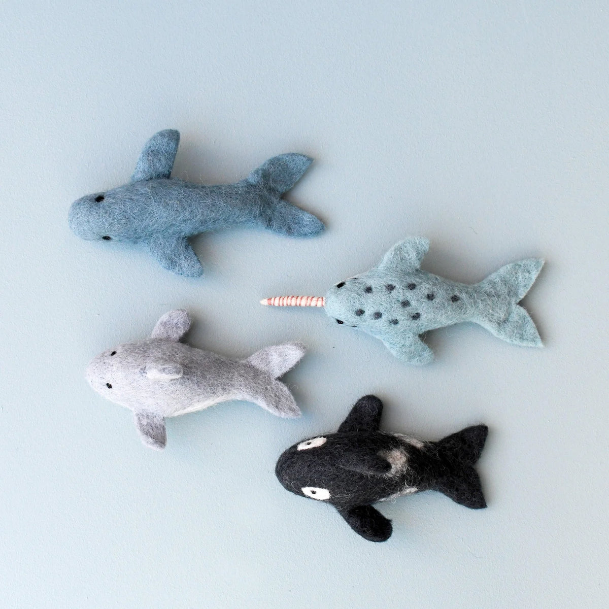 Tara Treasures Felt Ocean Marine Mammals Toys - Orca, Whale, Dolphin, Narwhal