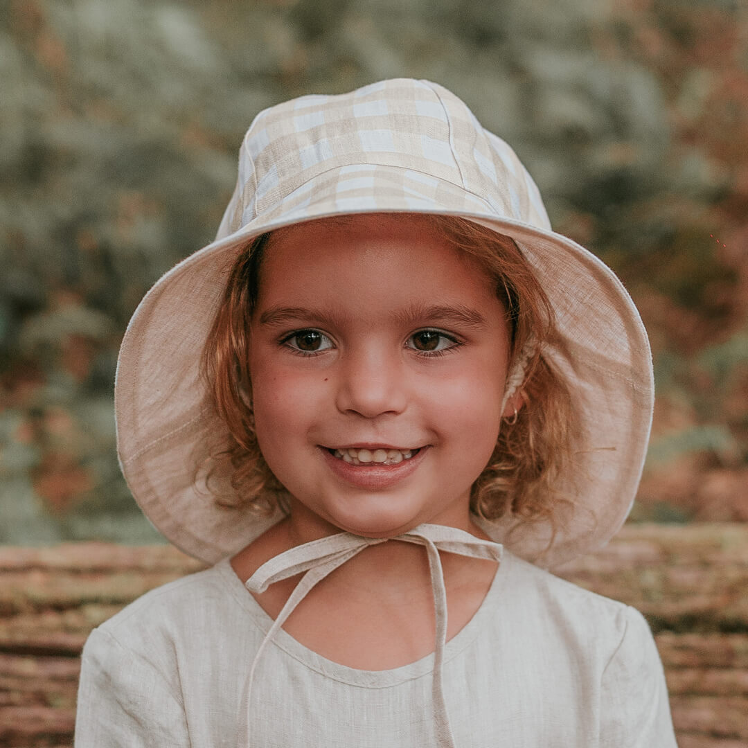 Bedhead Hats Wanderer Girls Reversible Panelled Bucket Sun Hat - Flynn/Flax