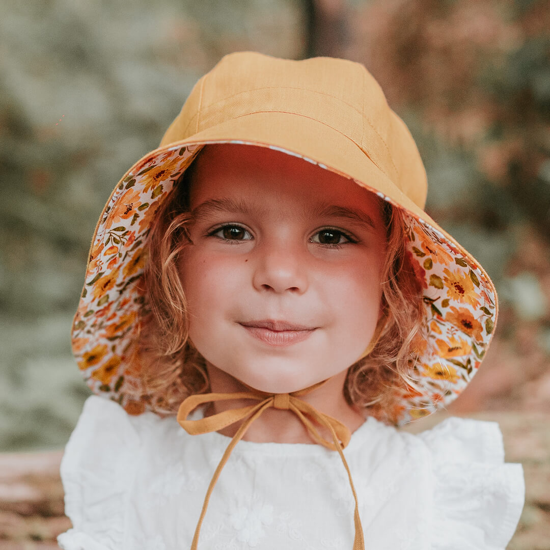 Bedhead Hats Wanderer Girls Reversible Panelled Bucket Sun Hat - Margaret/Maize