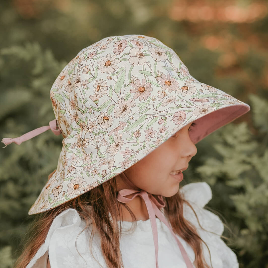 Wanderer Girls Reversible Panelled Bucket Sun Hat - Poppy / Rosa