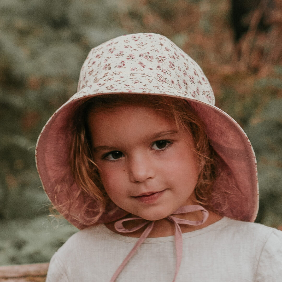 Bedhead Hats Wanderer Girls Reversible Panelled Bucket Sun Hat - Ruby/Rosa