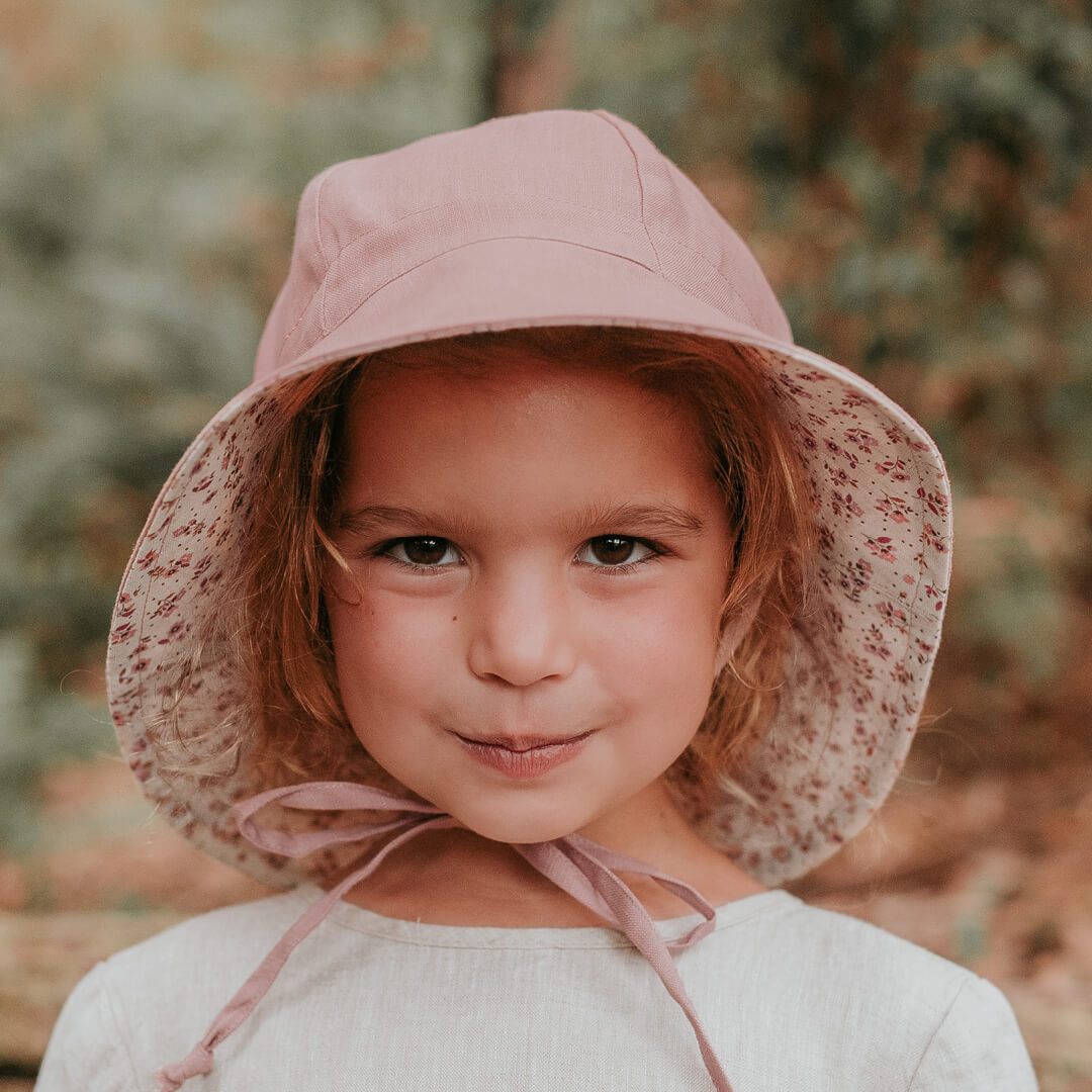 Bedhead Hats Wanderer Girls Reversible Panelled Bucket Sun Hat - Ruby/Rosa