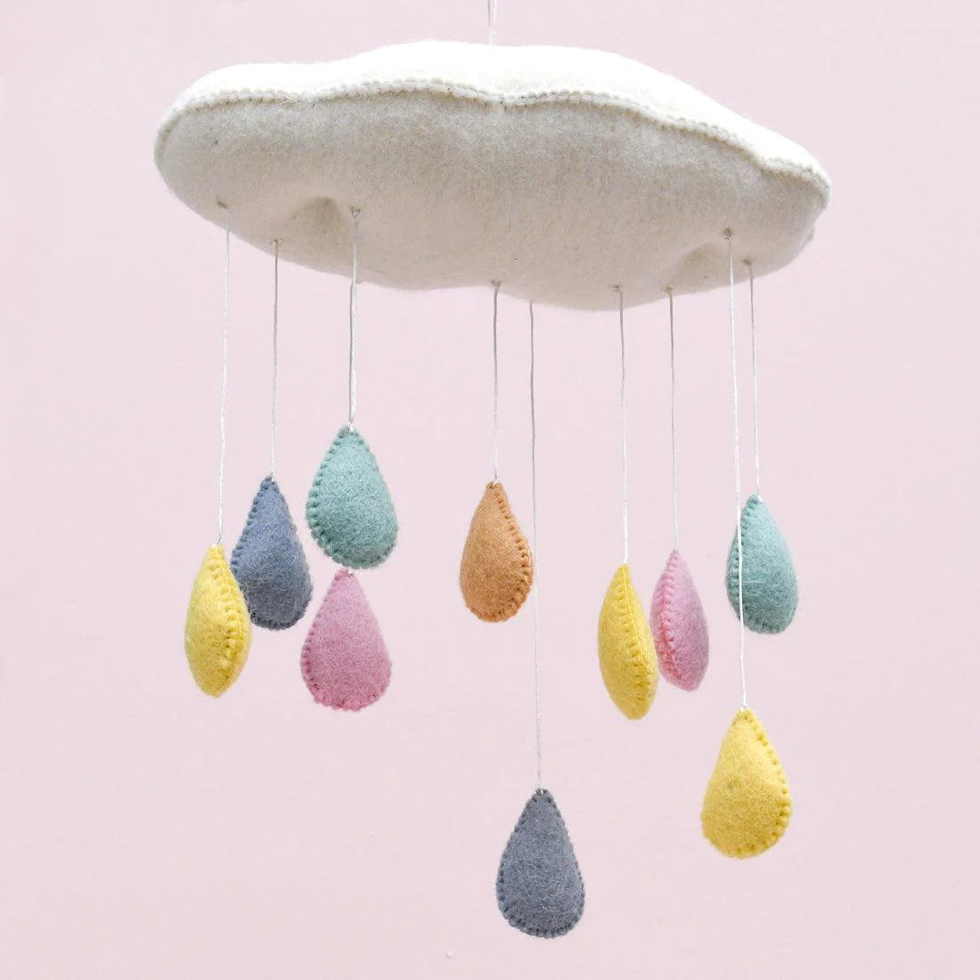 Tara Treasures Cloud Nursery Mobile with Raindrops- Pastel