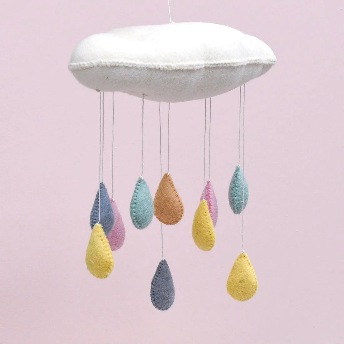 Tara Treasures Cloud Nursery Mobile with Raindrops- Pastel