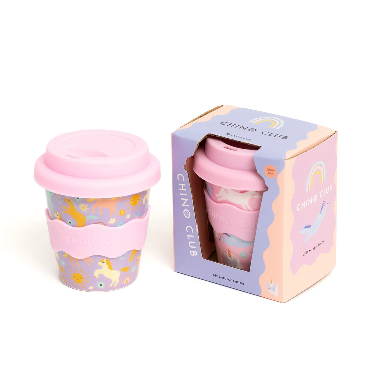 Chino Club Reusable Bamboo 120ml Cup - Purple Unicorn