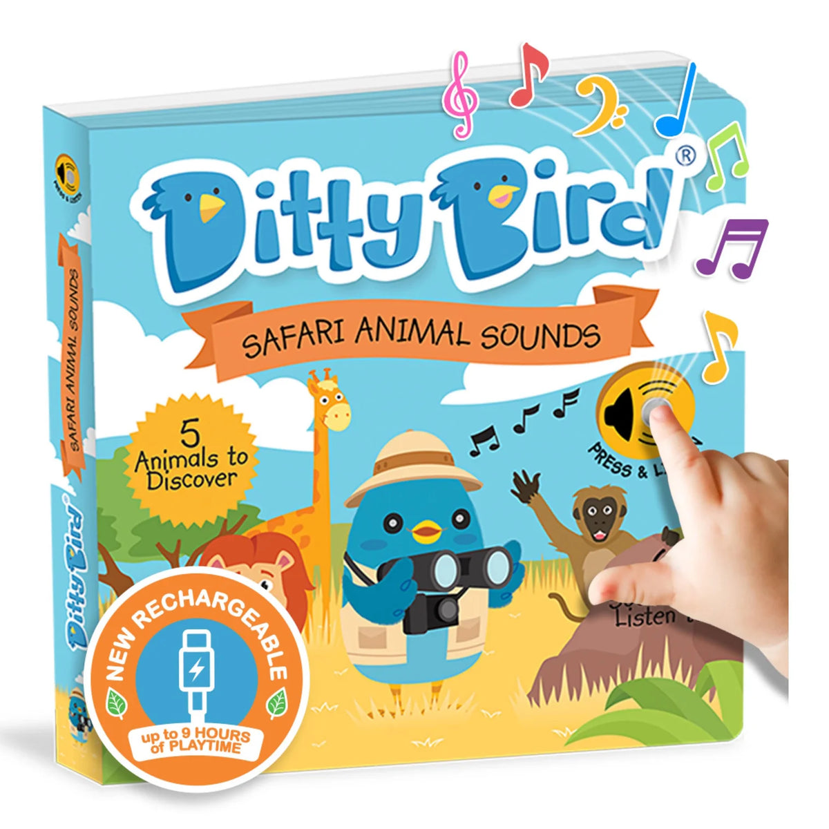 Ditty Bird Rechargeable Sound Book - Safari Animal Sounds
