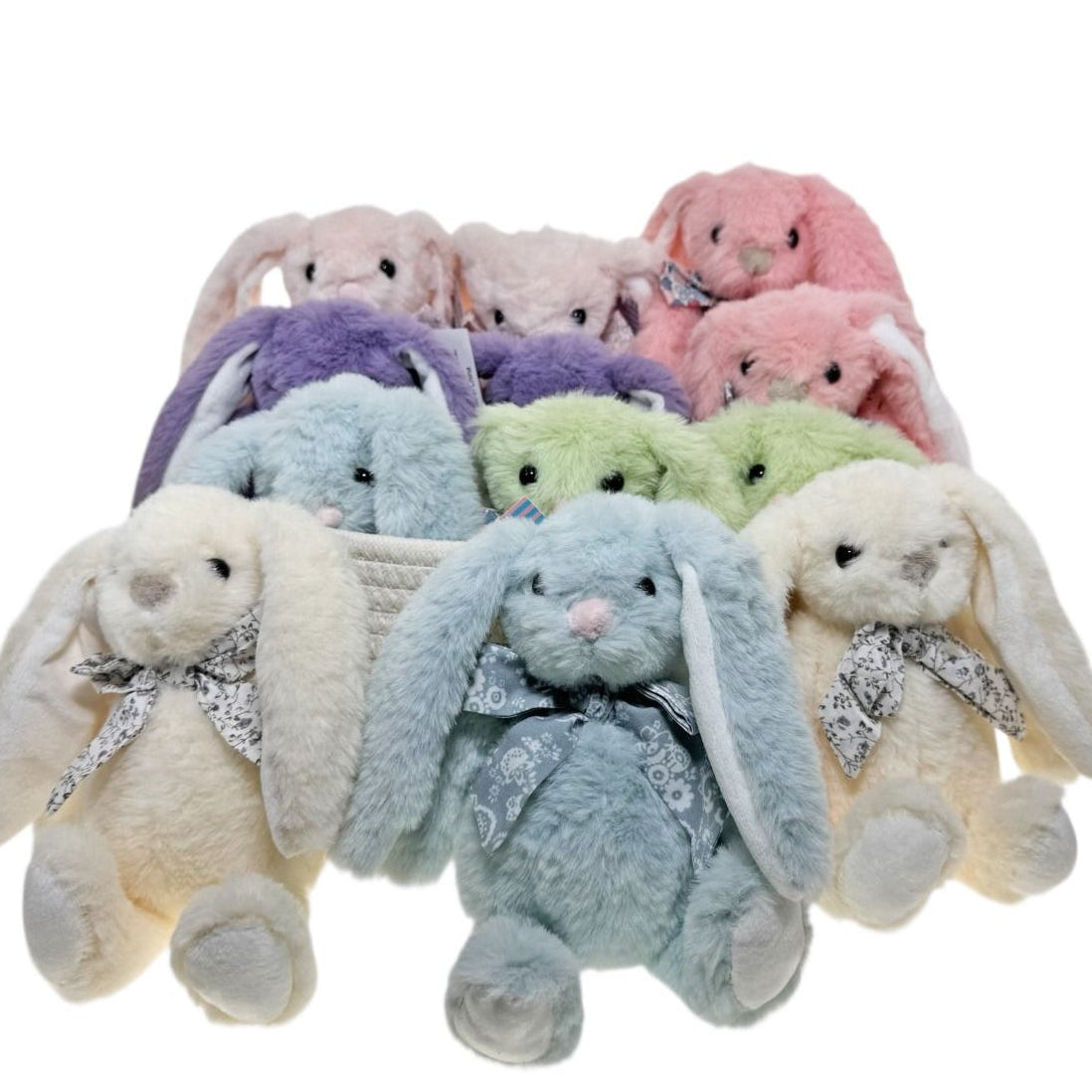 Cotton Candy Bunny With Floral Bow