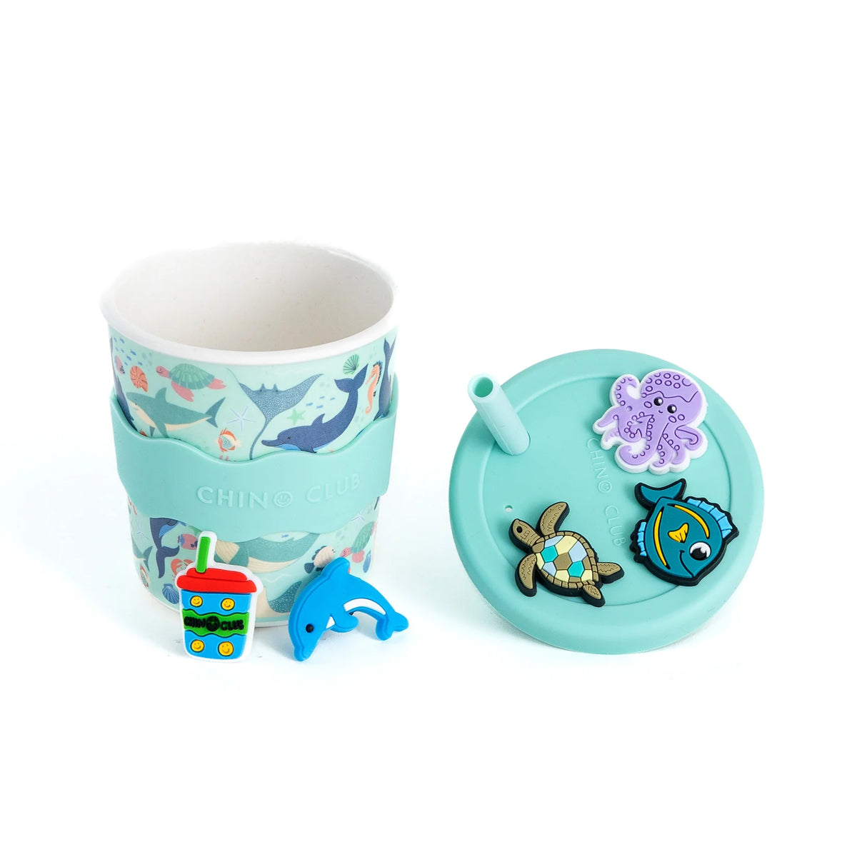 Chino Club Reusable Bamboo 240ml Charm Cup - Sea Creatures
